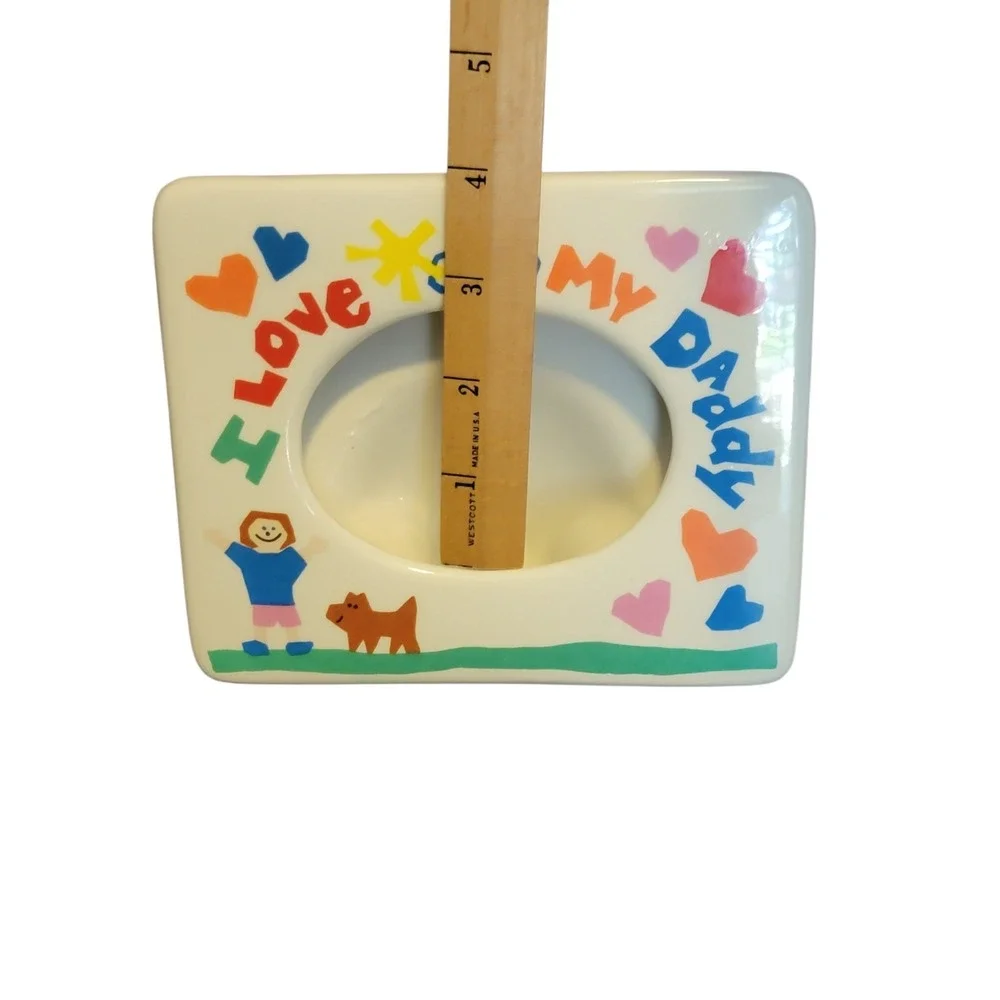 Russ Berrie I Love My Daddy Ceramic Picture Frame Marker/Crayon Style Writing